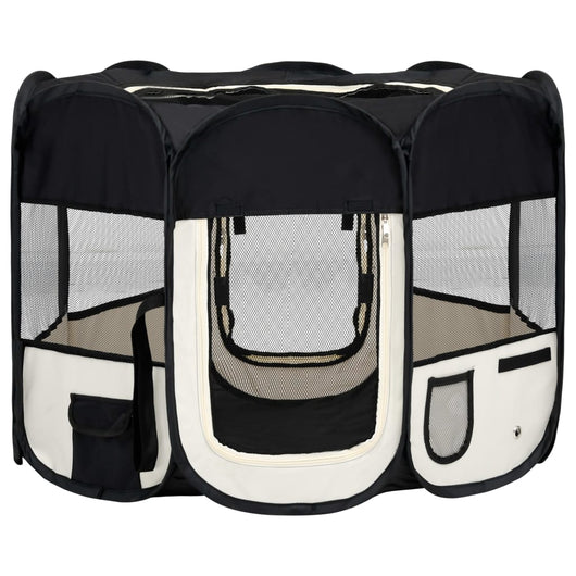 Box per cani pieghevole con borsa per il trasporto 90 x 90 x 58 cm nero 02_0001734