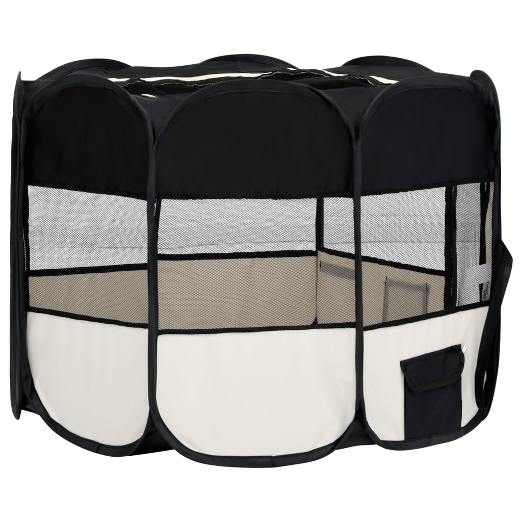 Box per cani pieghevole con borsa per il trasporto 90 x 90 x 58 cm nero 02_0001734