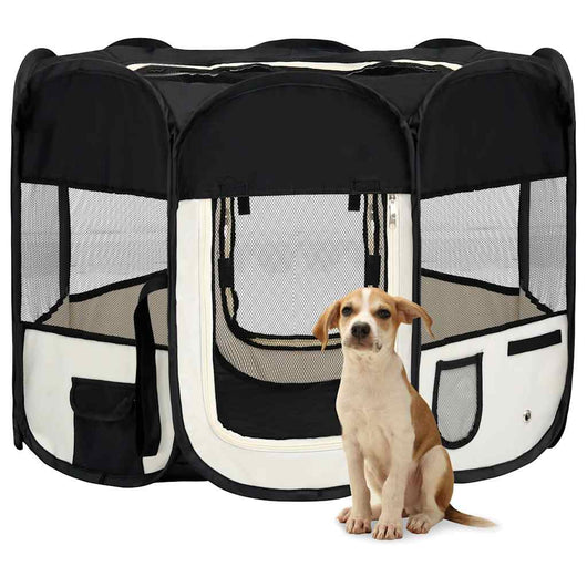 Box per Cani Pieghevole con Borsa Trasporto Nero 90x90x58 cm 171005