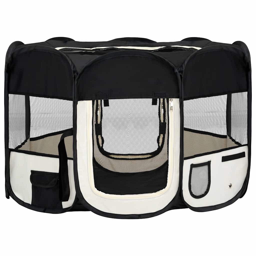 Box per Cani Pieghevole con Borsa Trasporto Nero 110x110x58 cm 171006