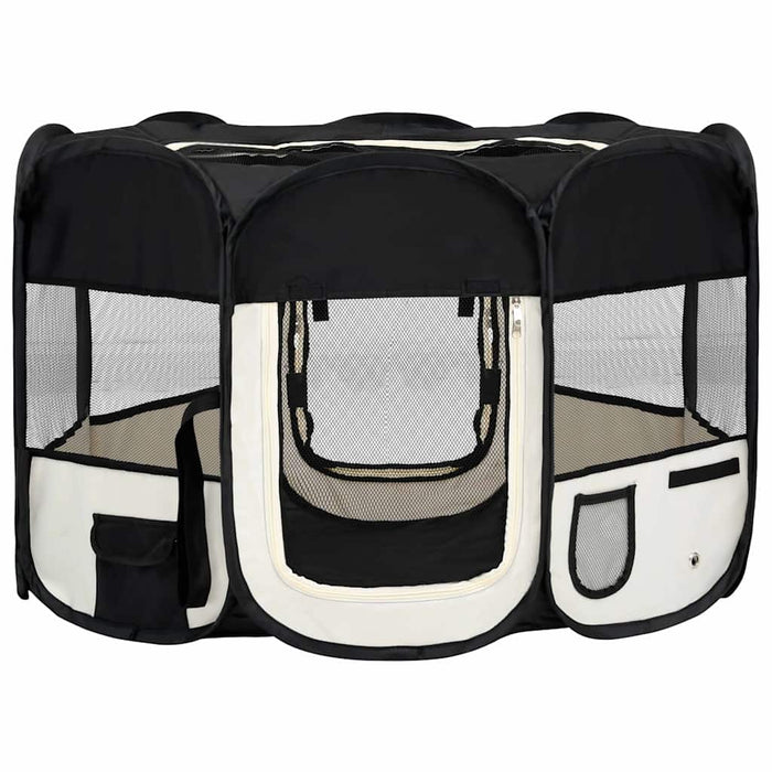 Box per Cani Pieghevole con Borsa Trasporto Nero 110x110x58 cm 171006