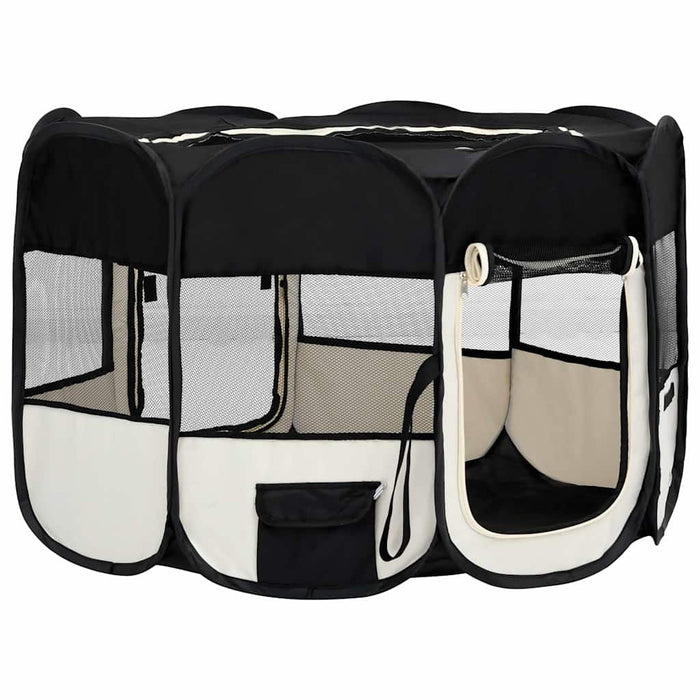 Box per Cani Pieghevole con Borsa Trasporto Nero 110x110x58 cm 171006