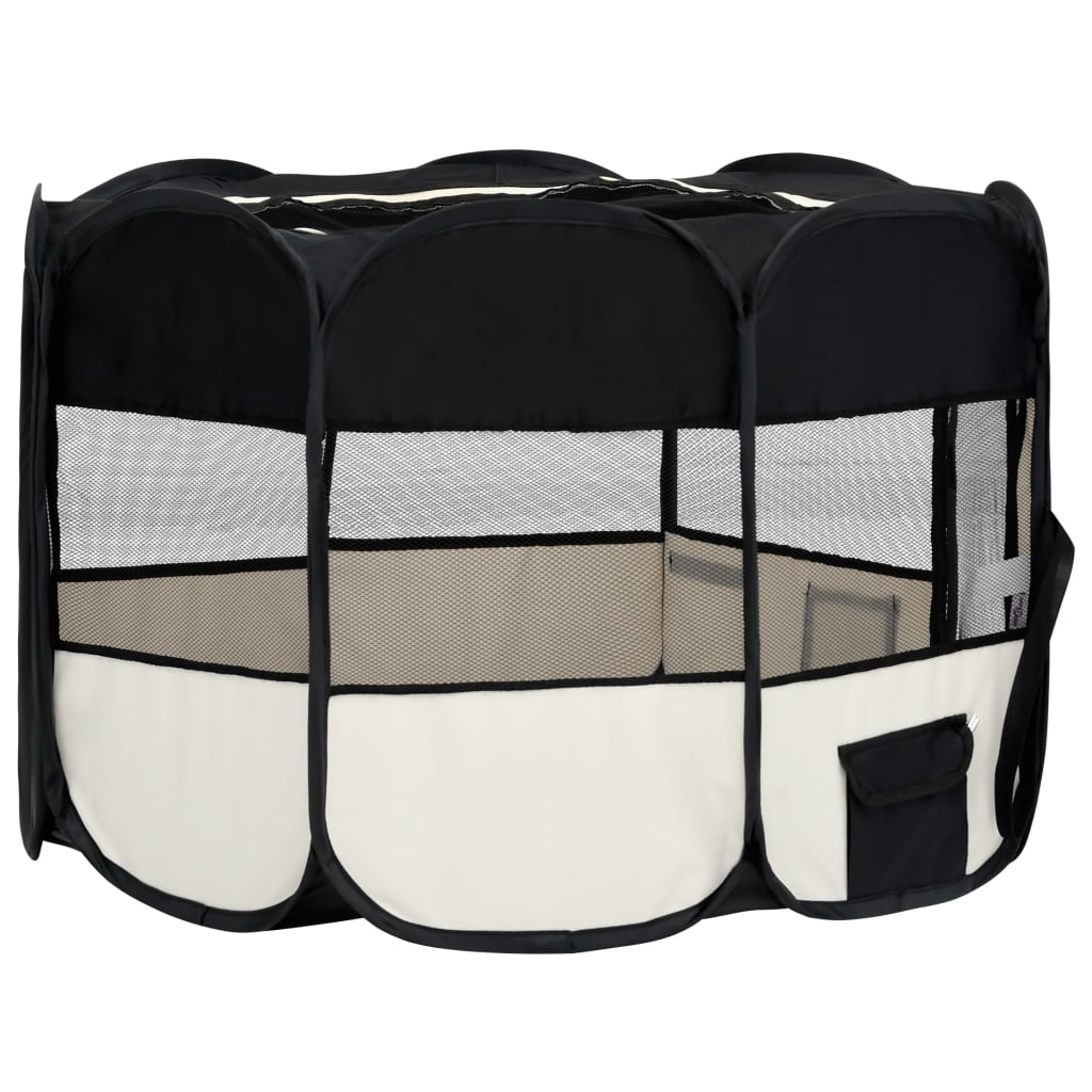 Parco per cani pieghevole con borsa per il trasporto 110 x 110 x 58 cm nero 02_0001727