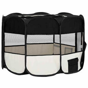 Box per Cani Pieghevole con Borsa Trasporto Nero 110x110x58 cm 171006