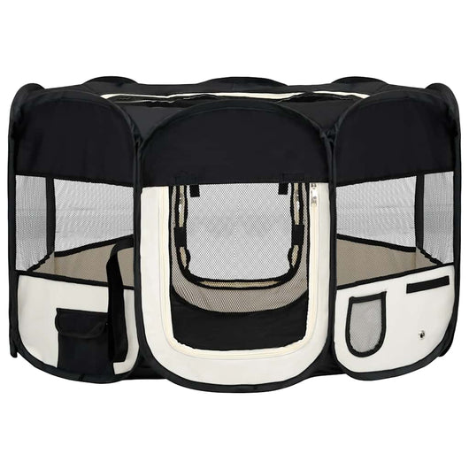 Box per Cani Pieghevole con Borsa Trasporto Nero 125x125x61 cm 171007