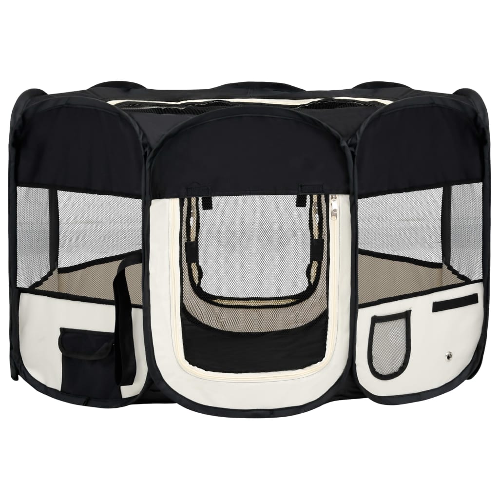Parco per cani pieghevole con borsa per il trasporto 125 x 125 x 61 cm nero 02_0001728