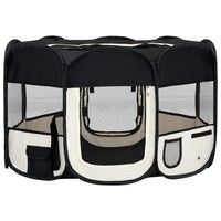Parco per cani pieghevole con borsa per il trasporto 125 x 125 x 61 cm nero 02_0001728