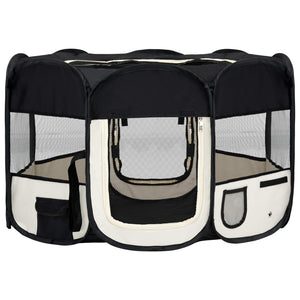 Parco per cani pieghevole con borsa per il trasporto 125 x 125 x 61 cm nero 02_0001728
