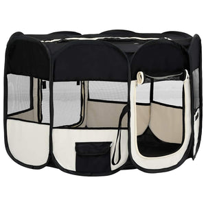 Box per Cani Pieghevole con Borsa Trasporto Nero 125x125x61 cm cod mxl 52341