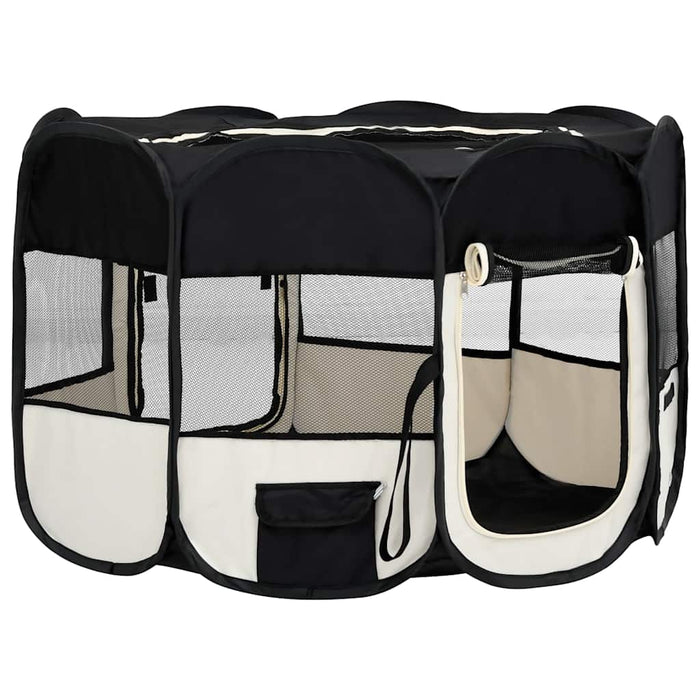 Box per Cani Pieghevole con Borsa Trasporto Nero 125x125x61 cm cod mxl 52341
