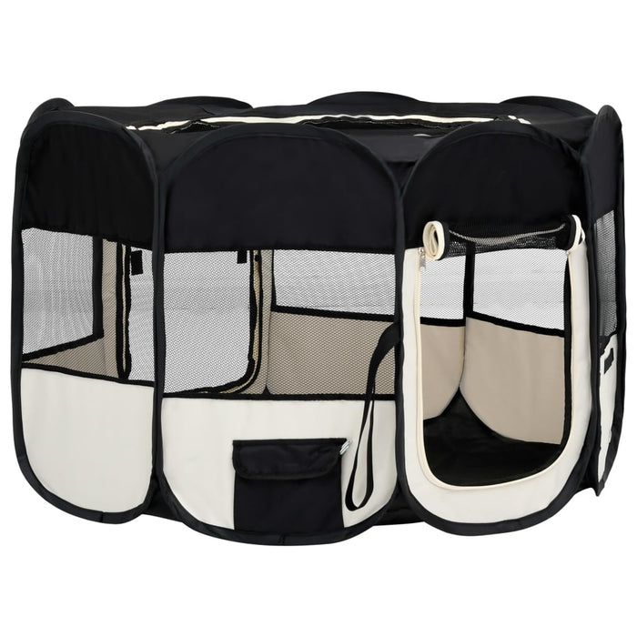 Parco per cani pieghevole con borsa per il trasporto 125 x 125 x 61 cm nero 02_0001728