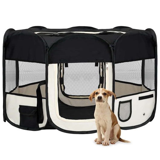 Box per Cani Pieghevole con Borsa Trasporto Nero 125x125x61 cm 171007