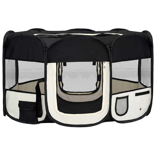 Box per Cani Pieghevole con Borsa Trasporto Nero 145x145x61 cm 171008