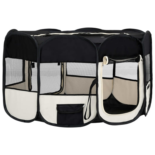 Parco per cani pieghevole con borsa per il trasporto 145 x 145 x 61 cm nero 02_0001729