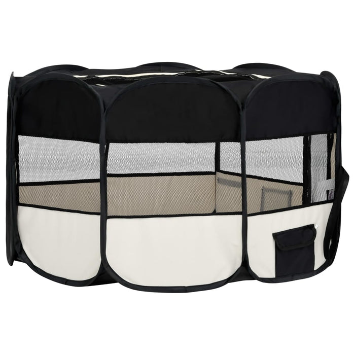 Parco per cani pieghevole con borsa per il trasporto 145 x 145 x 61 cm nero 02_0001729