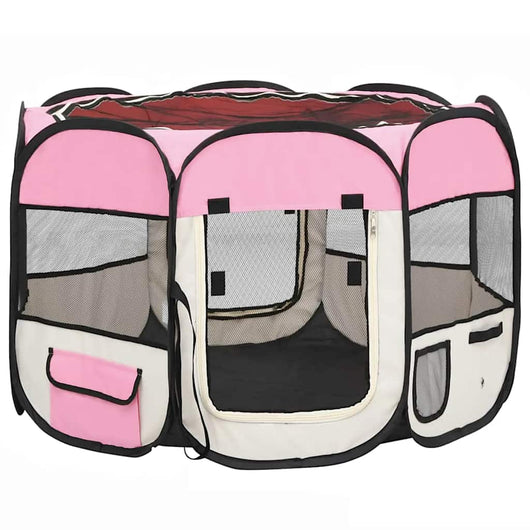Box per Cani Pieghevole con Borsa Trasporto Rosa 90x90x58 cmcod mxl 103002