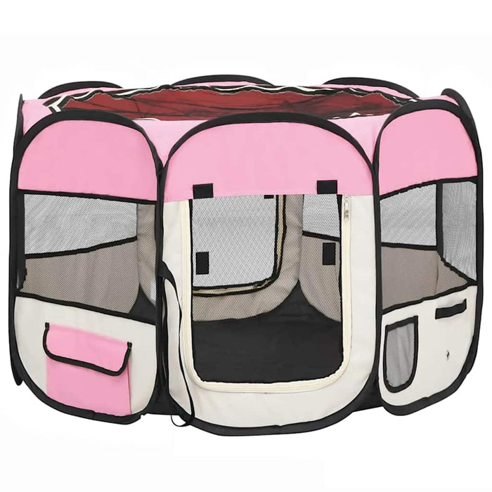 Box per Cani Pieghevole con Borsa Trasporto Rosa 90x90x58 cmcod mxl 103002