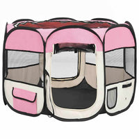Box per Cani Pieghevole con Borsa Trasporto Rosa 90x90x58 cm 171009