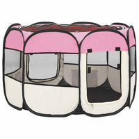 Box per Cani Pieghevole con Borsa Trasporto Rosa 90x90x58 cm 171009