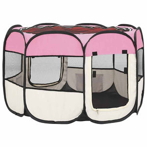 Box per Cani Pieghevole con Borsa Trasporto Rosa 90x90x58 cm 171009