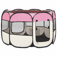 Box per Cani Pieghevole con Borsa Trasporto Rosa 90x90x58 cm 171009