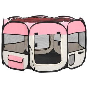 Parco per cani pieghevole con borsa per il trasporto 110 x 110 x 58 cm rosa 02_0001730
