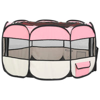 Parco per cani pieghevole con borsa per il trasporto 110 x 110 x 58 cm rosa 02_0001730