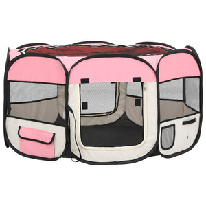 Parco per cani pieghevole con borsa per il trasporto 125 x 125 x 61 cm rosa 02_0001731