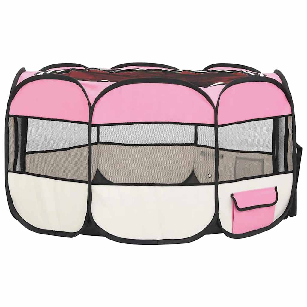 Box per Cani Pieghevole con Borsa Trasporto Rosa 125x125x61 cm cod mxl 54522