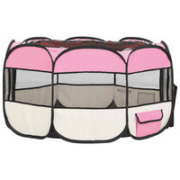 Box per Cani Pieghevole con Borsa Trasporto Rosa 125x125x61 cm cod mxl 54522