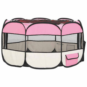 Box per Cani Pieghevole con Borsa Trasporto Rosa 125x125x61 cm cod mxl 54522