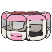 Box per Cani Pieghevole con Borsa Trasporto Rosa 125x125x61 cm cod mxl 54522