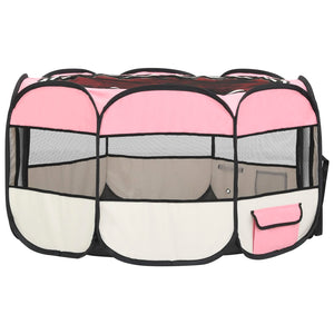 Parco per cani pieghevole con borsa per il trasporto 125 x 125 x 61 cm rosa 02_0001731