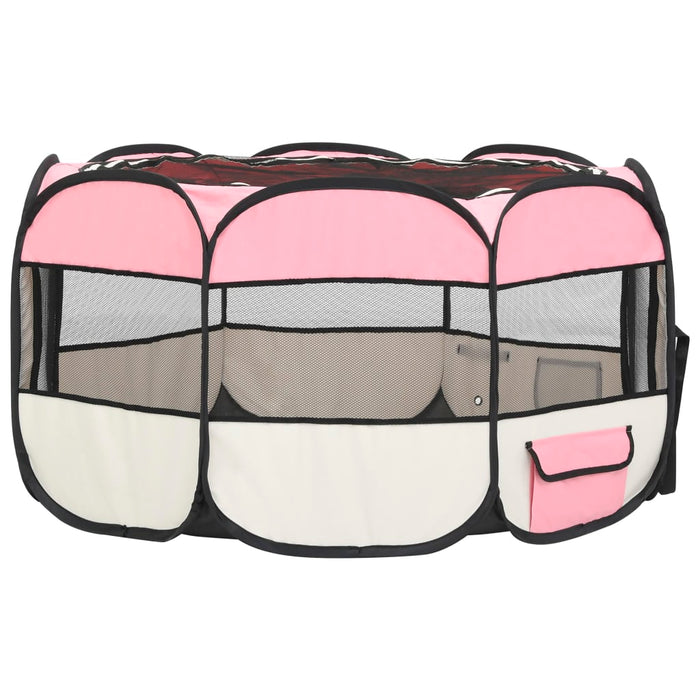 Parco per cani pieghevole con borsa per il trasporto 125 x 125 x 61 cm rosa 02_0001731