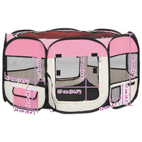 Box per Cani Pieghevole con Borsa Trasporto Rosa 125x125x61 cm cod mxl 54522