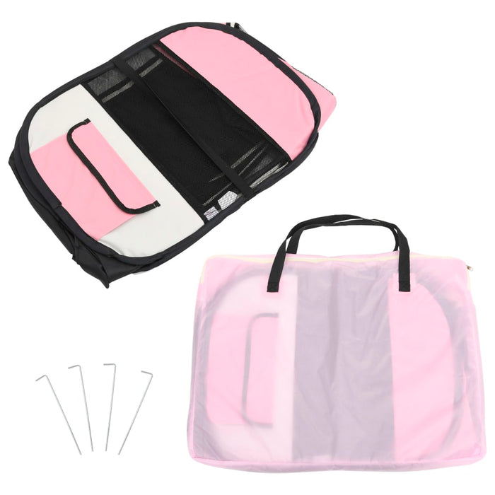 Parco per cani pieghevole con borsa per il trasporto 125 x 125 x 61 cm rosa 02_0001731