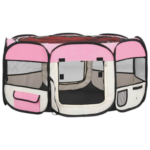 Box per Cani Pieghevole con Borsa Trasporto Rosa 145x145x61 cm cod mxl 49259