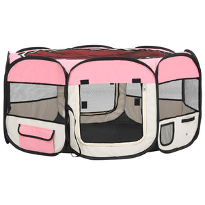 Parco per cani pieghevole con borsa per il trasporto 145 x 145 x 61 cm rosa 02_0001732