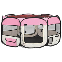 Box per Cani Pieghevole con Borsa Trasporto Rosa 145x145x61 cm 171012
