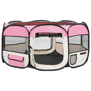 Box per Cani Pieghevole con Borsa Trasporto Rosa 145x145x61 cm 171012