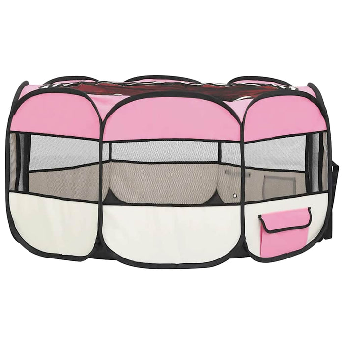 Box per Cani Pieghevole con Borsa Trasporto Rosa 145x145x61 cm 171012
