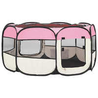 Box per Cani Pieghevole con Borsa Trasporto Rosa 145x145x61 cm cod mxl 49259