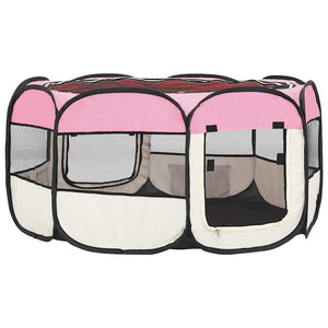 Box per Cani Pieghevole con Borsa Trasporto Rosa 145x145x61 cm cod mxl 49259
