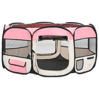 Parco per cani pieghevole con borsa per il trasporto 145 x 145 x 61 cm rosa 02_0001732