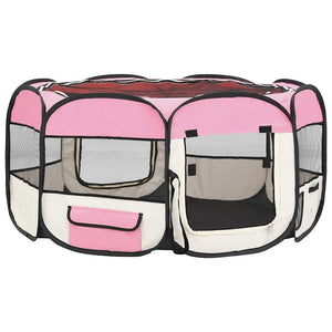 Box per Cani Pieghevole con Borsa Trasporto Rosa 145x145x61 cm cod mxl 49259