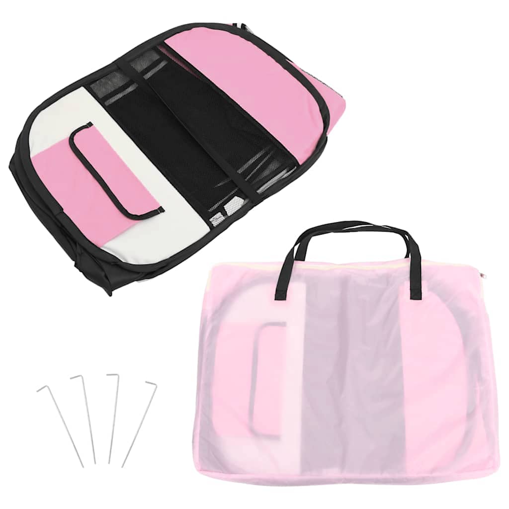 Box per Cani Pieghevole con Borsa Trasporto Rosa 145x145x61 cm 171012