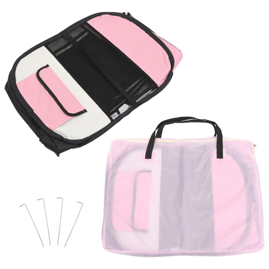 Parco per cani pieghevole con borsa per il trasporto 145 x 145 x 61 cm rosa 02_0001732