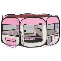 Box per Cani Pieghevole con Borsa Trasporto Rosa 145x145x61 cm 171012