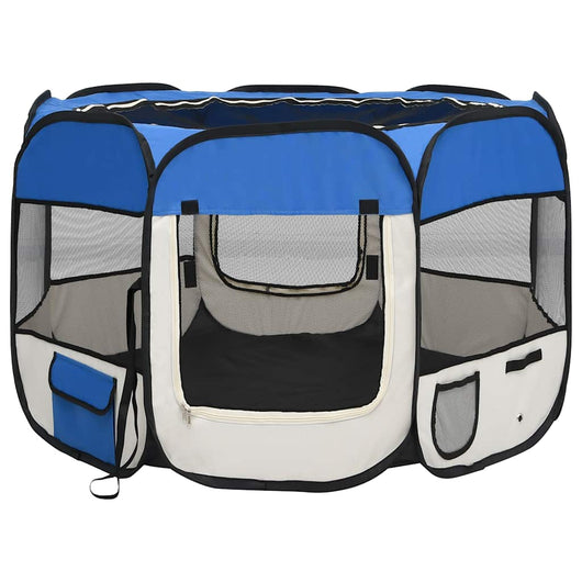 Box per Cani Pieghevole con Borsa Trasporto Blu 90x90x58 cm 171013