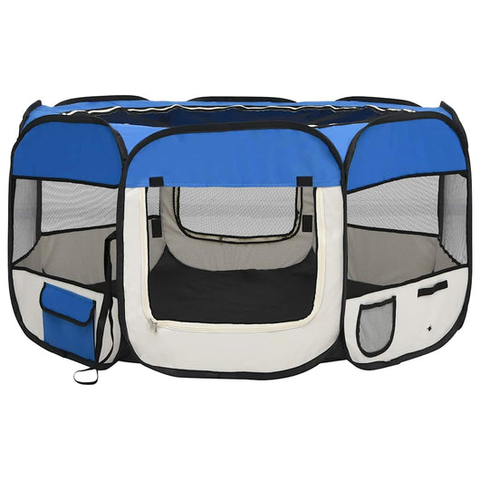 Box per Cani Pieghevole con Borsa Trasporto Blu 125x125x61 cm 171015